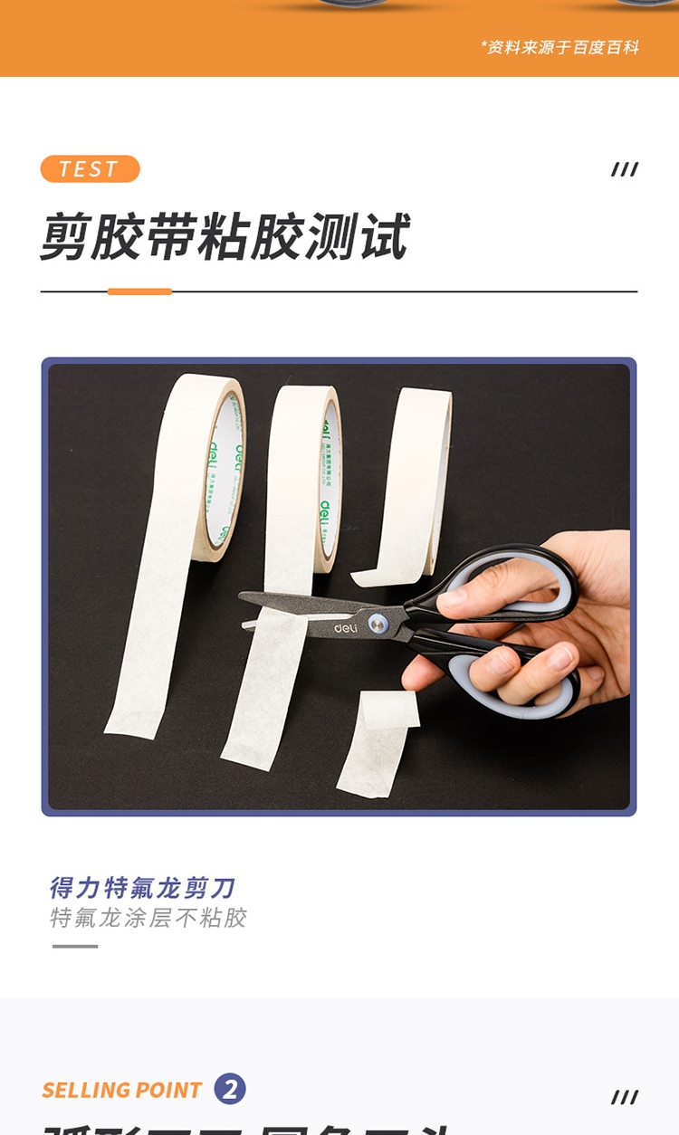得力（deli）剪刀170mm特氟龙剪刀不锈钢剪刀办公生活用品(黑) 单把装6055