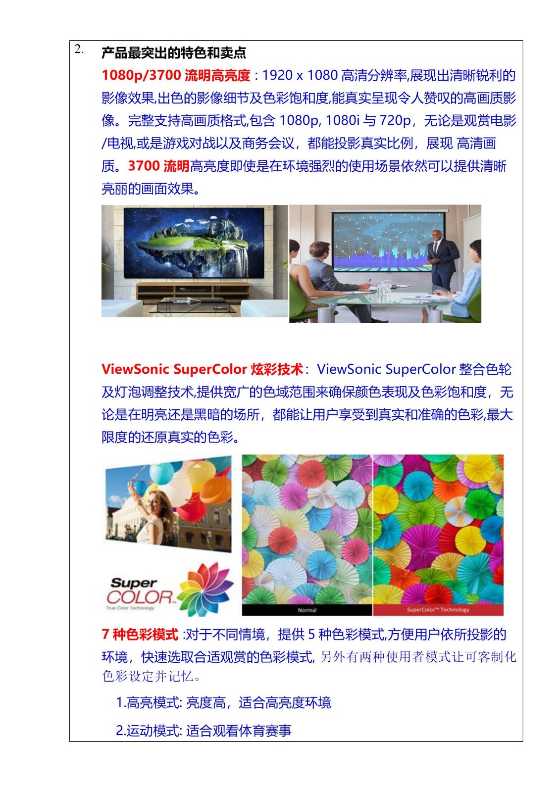 优派TB2103HDH 商用办公投影机3700流明 1080P超高清 支持蓝光3D格式 数位垂直移动