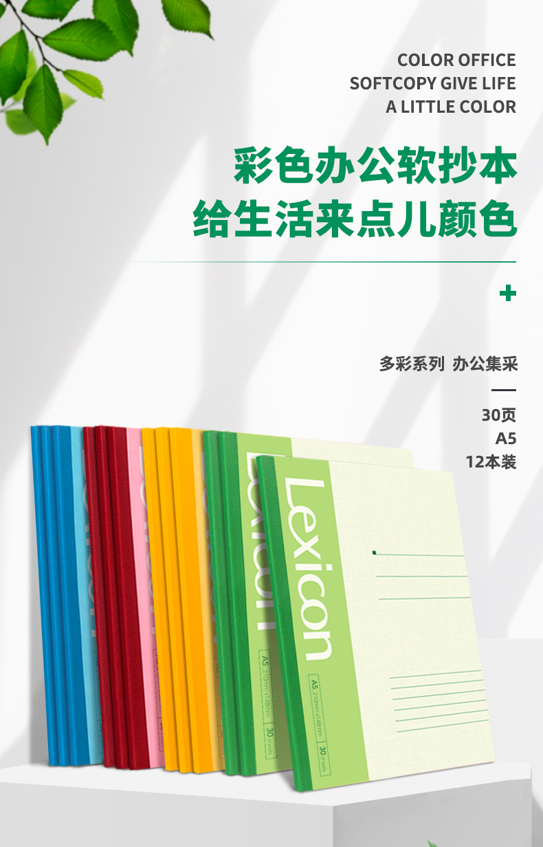 得力（deli）记事本30页A5软抄本无线装订本笔记本(混)办公文具 10本装 7650