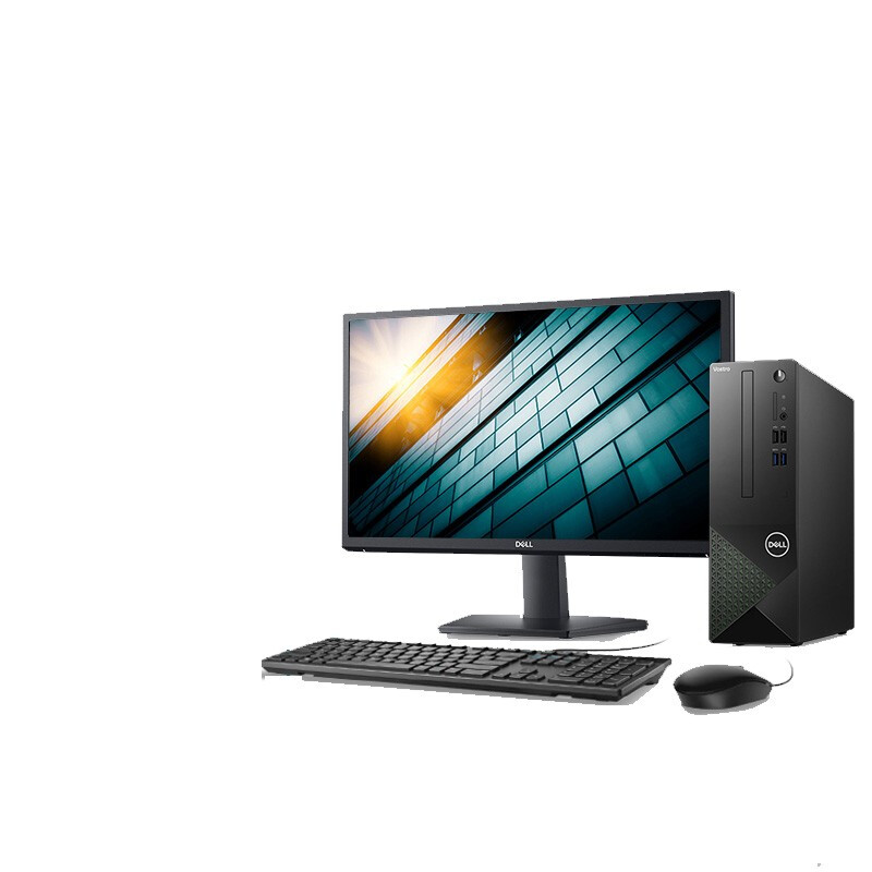 戴尔dell成就3710办公电脑 商用台式机小机箱电脑主机(i5-12400 16G 256G+1TB WiFi 三年上门)23.8英寸整机