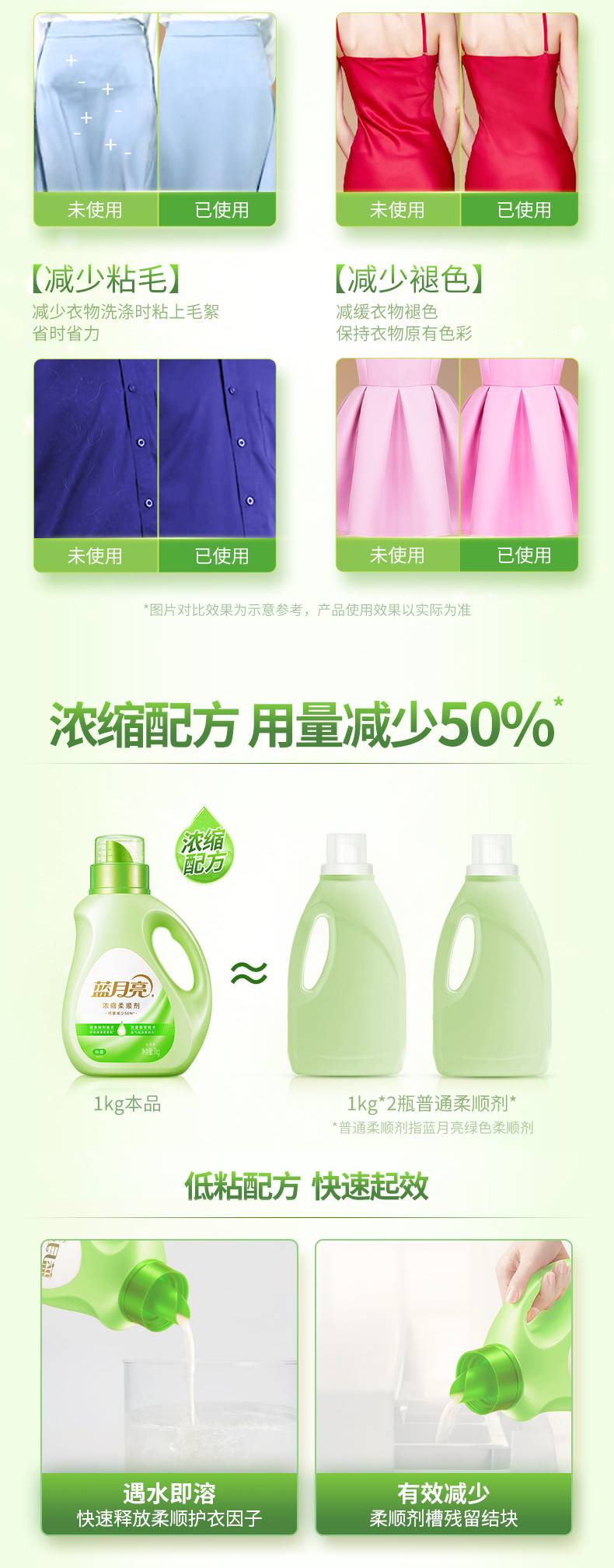 蓝月亮白茶香浓缩柔顺剂1kg 缓释香氛 柔软防静电