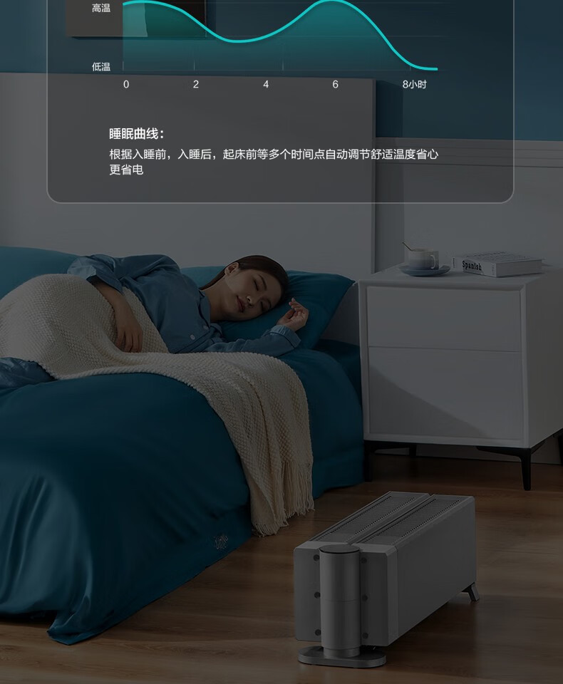 美的（Midea）电暖取暖器烤火炉踢脚线移动地暖折叠语音分段加热居浴两用干衣NDW-EH
