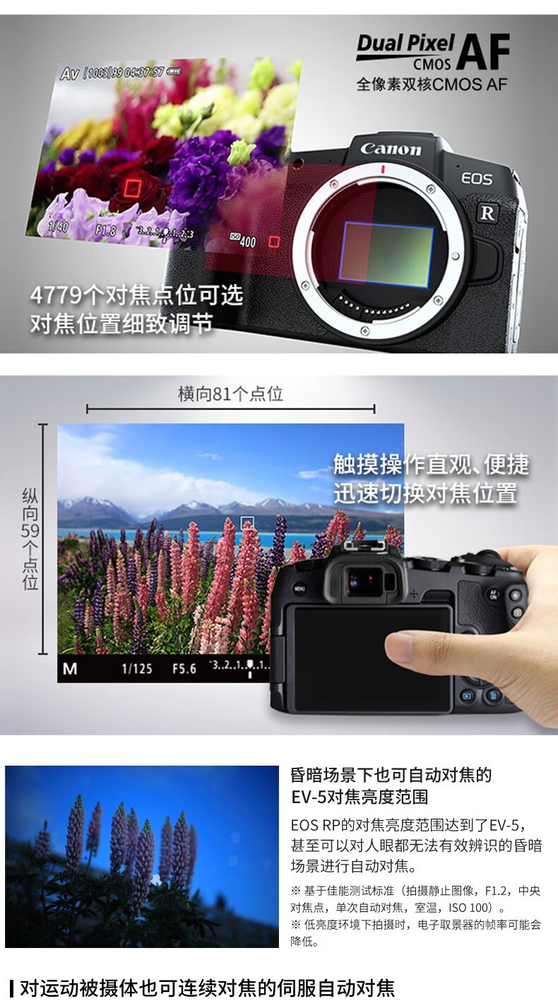 佳能（CANON）EOS RP 微单相机 数码相机 微单机身 全画幅 Vlog相机 RF 24-105 F4 USM红圈镜头 官方标配