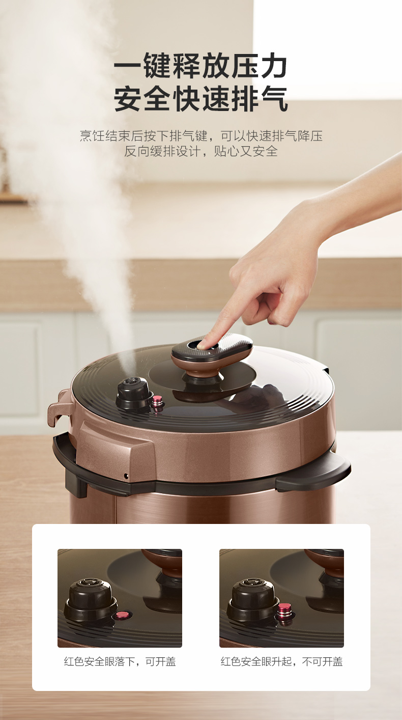 美的（Midea）电压力锅家用5L双胆大容量电压力煲智能电高压锅 MY-YL50M132
