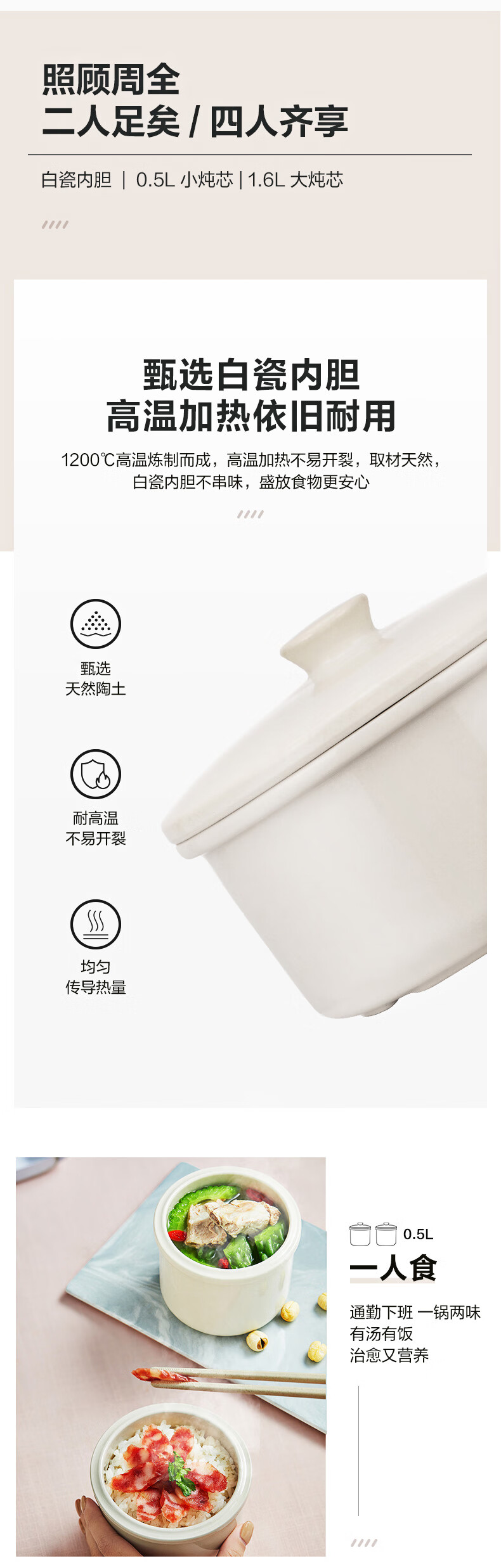 美的（Midea）电炖锅1.6L 电炖锅 电炖盅 婴儿粥煲汤锅隔水炖燕窝炖盅 TZS16Y（黄色）