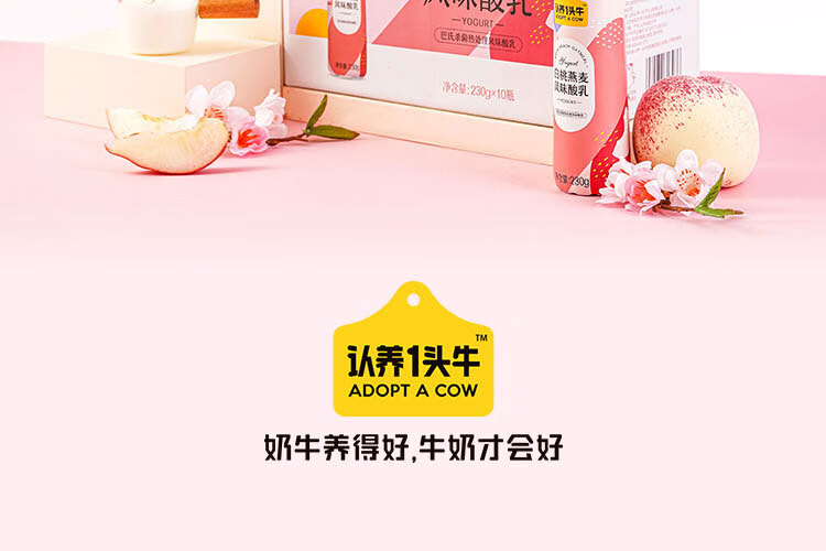 认养一头牛 法式风味高端酸奶 员工福利 企业内购白桃燕麦味230g*10瓶*2提