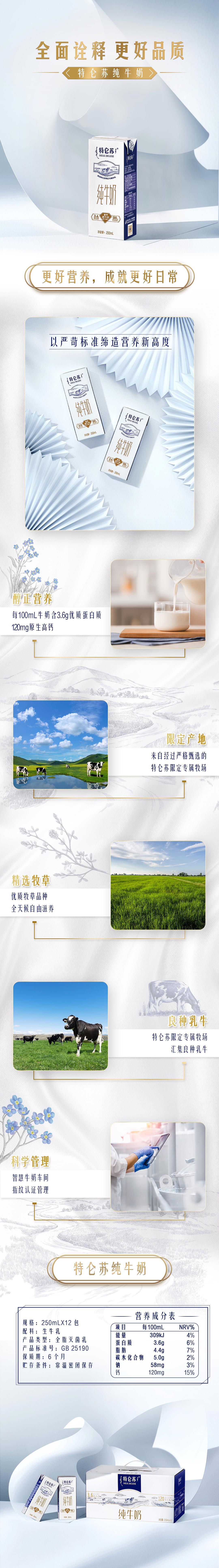 蒙牛 特仑苏纯牛奶苗条装250ml×12盒