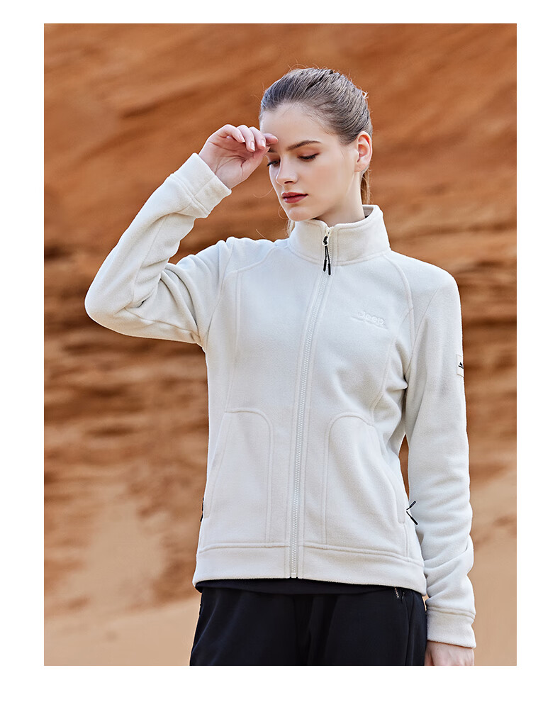 Jeep女式抓绒衣户外运动加厚保暖防寒J132084284粉色M