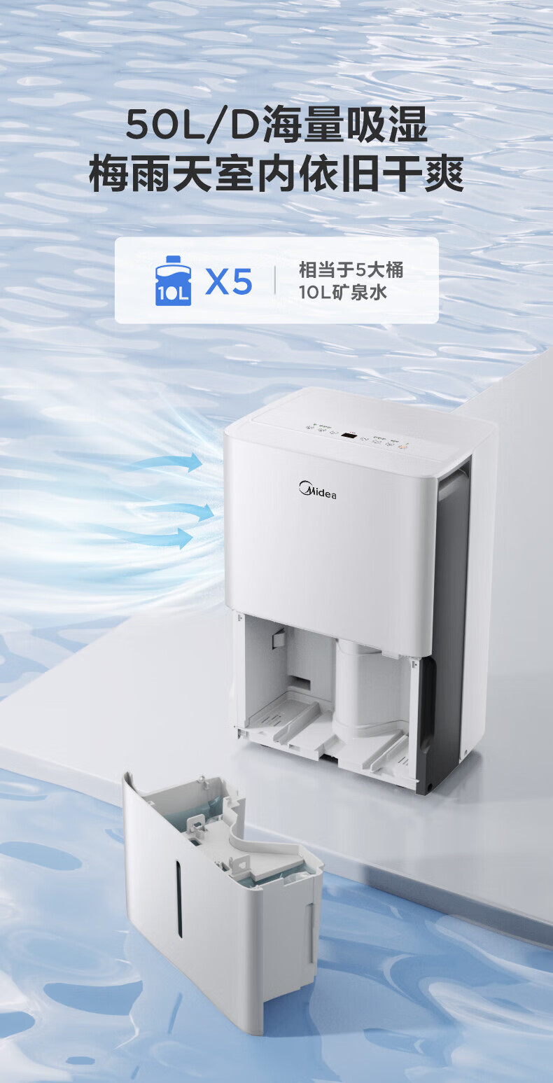 美的（Midea）家用除湿机除湿量50升/天抽湿机大仓库地下室工业除湿器家用CF50BD/N7-DP5