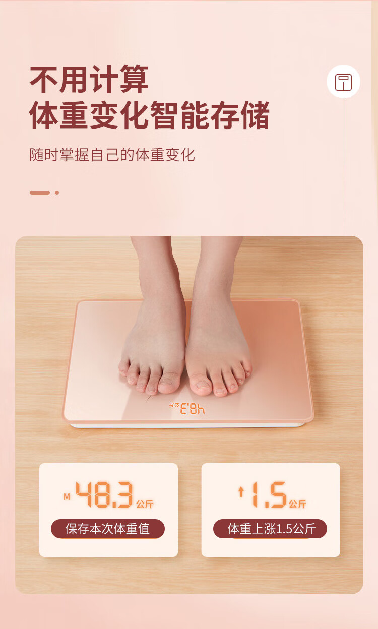 美的（Midea）智能体重秤 体重秤秤家用精准健康秤电子秤 Led显示健身运动 【充电体重秤】MS-CW4