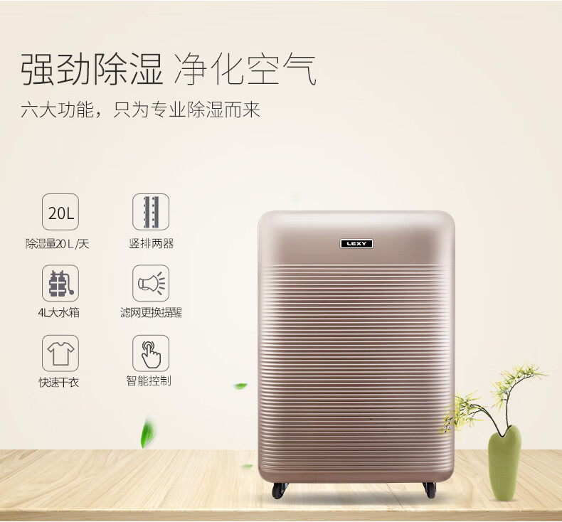 莱克（LEXY）除湿机 DH200 家用抽湿机 别墅 卧室 办公室 低噪干衣地下室 抽湿 除湿 吸湿