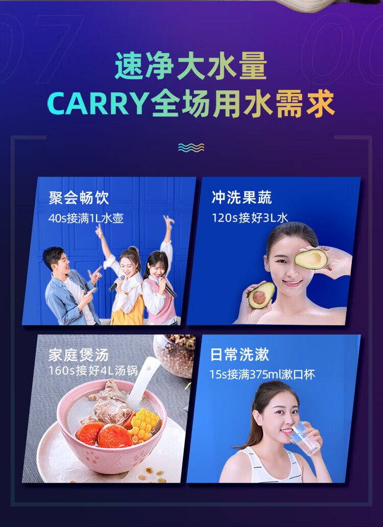 美的（Midea）净水器家用厨房直饮600G无罐 WAH600大通量橱下式5级反渗透净水机WiFi升级