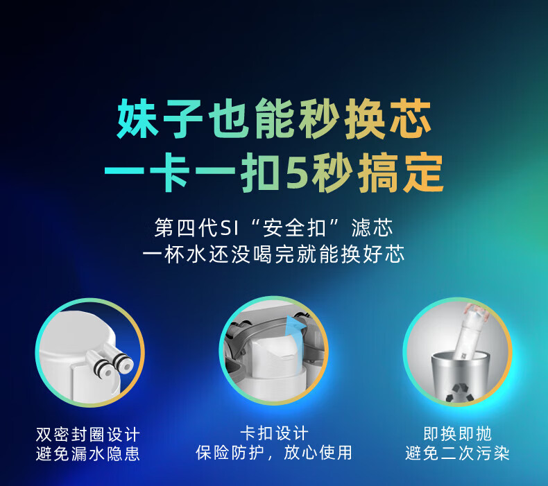 美的（Midea）净水器家用厨房直饮600G无罐 WAH600大通量橱下式5级反渗透净水机WiFi升级