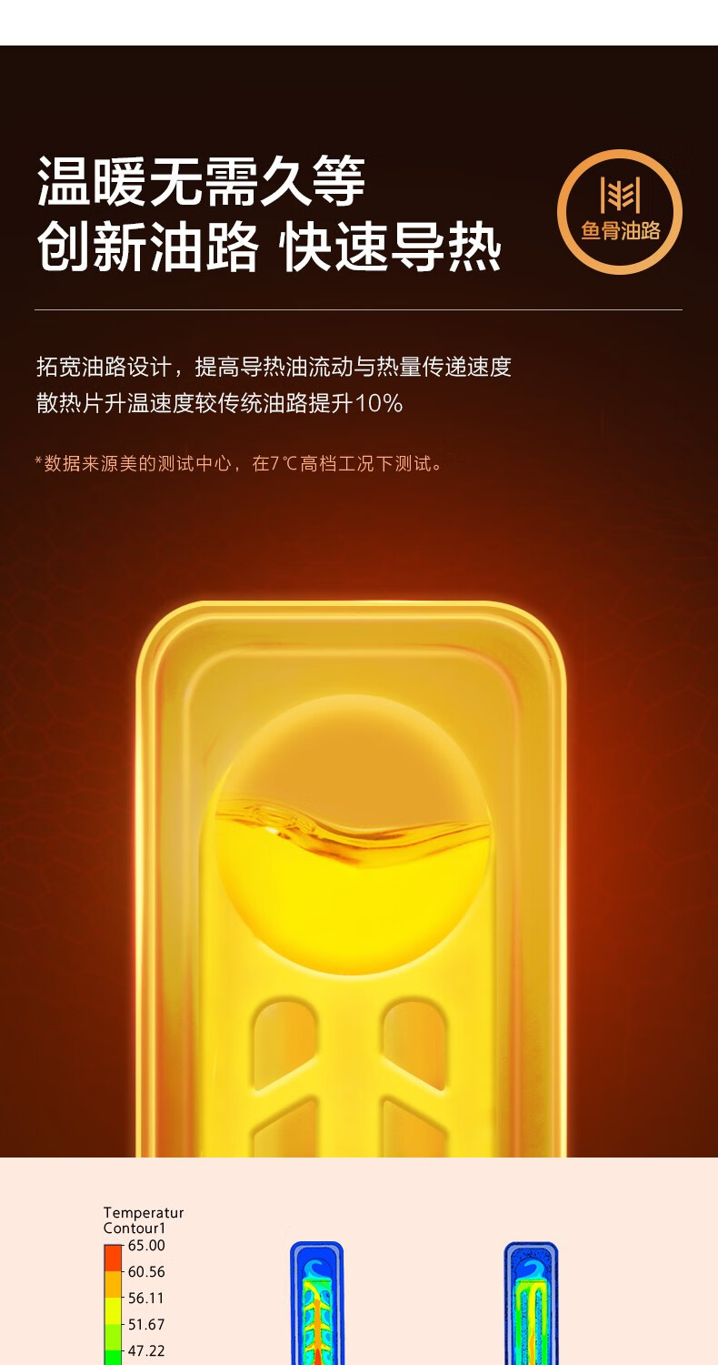 美的（Midea） HYX22KR（黛青绿）取暖器油汀家用电暖器暖气片13片油酊APP语音智控加宽节能速热智能取暖器