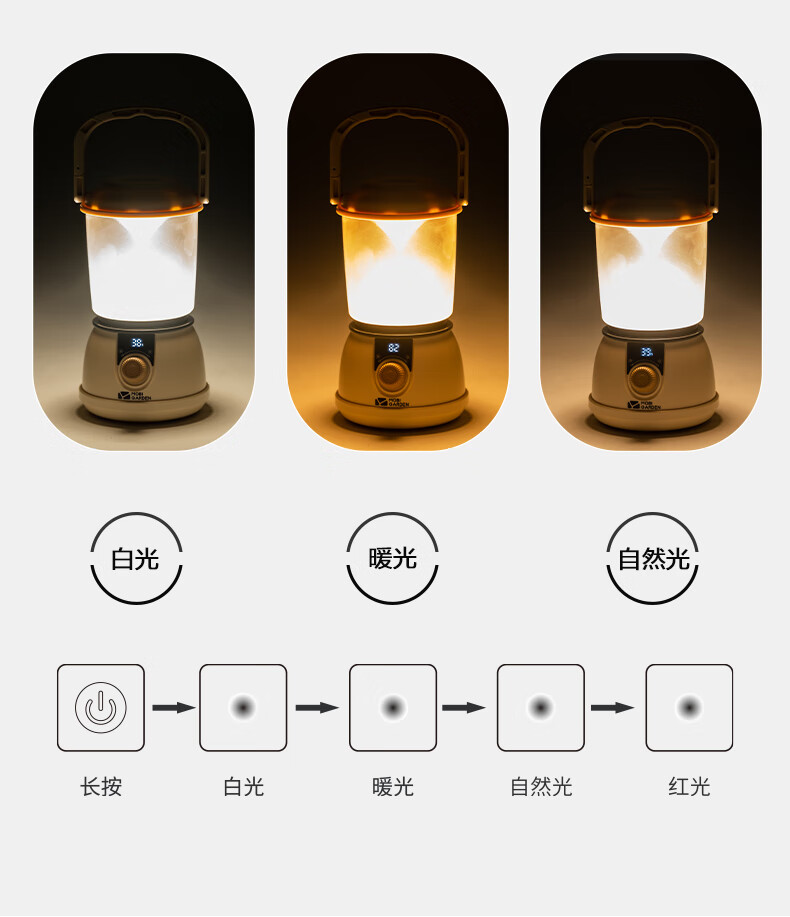 牧高笛户外露营复古营灯USB充电可调节提灯氛围帐篷灯NX21673006象牙白