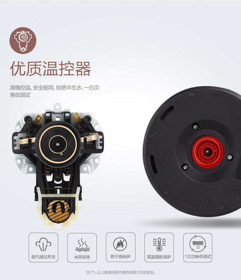 美的（Midea）电水壶/热水瓶?HJ1510A?家用?1.5L?烧水壶?双钢防烫防干烧?热水壶304不锈钢开水壶