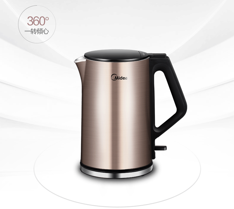 美的（Midea）电水壶/热水瓶?HJ1510A?家用?1.5L?烧水壶?双钢防烫防干烧?热水壶304不锈钢开水壶
