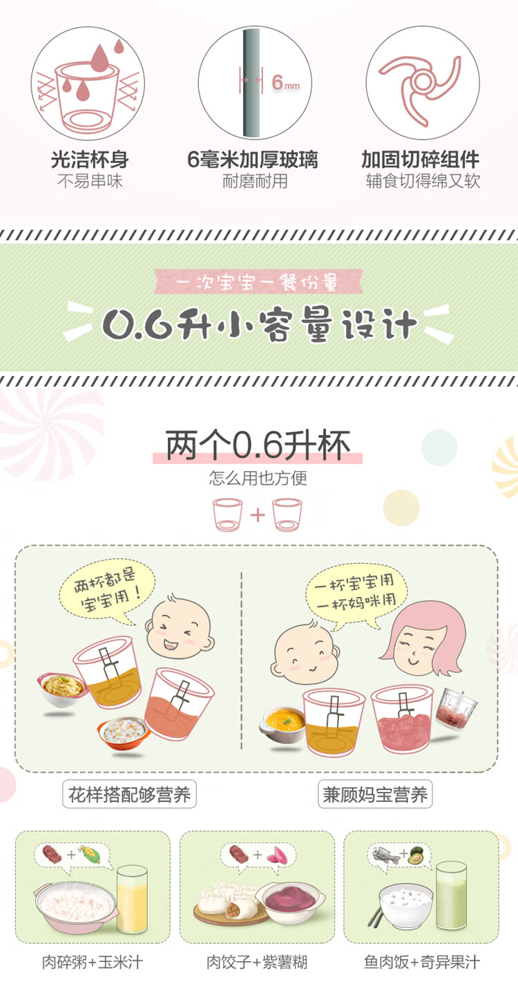 小熊（Bear）绞肉机家用 辅食机婴儿 小型绞馅机 碎肉机 打肉机 蒜蓉机 不锈钢搅肉机 QSJ-B02X5 0.6L小熊
