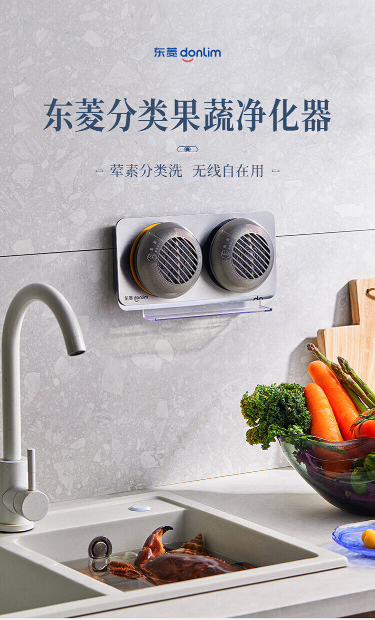 东菱（Donlim）分类果蔬净化器 果蔬清洗机 去农残净化机器 食材清洁 无线 双头二代升级款 DL-1271
