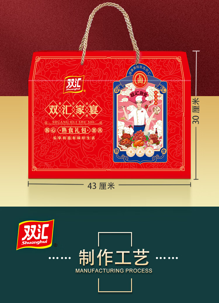 双汇 礼品年货福利团购酱香卤味 熟食家宴礼盒1580g