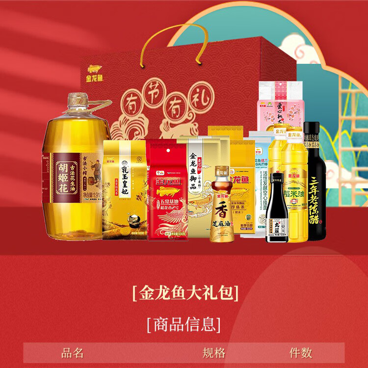 金龙鱼 粮油礼盒节日送礼大礼包F款5200g+3518ml