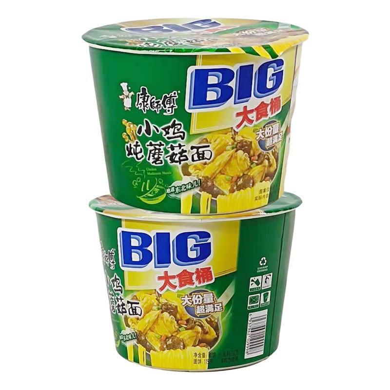 康师傅 BIG桶小鸡炖蘑菇面大食桶鲜小鸡炖蘑菇面 12桶/整箱2.32kg