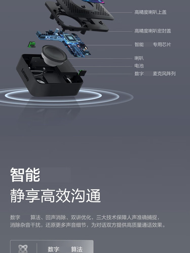 联想（Lenovo）ThinkPlus Pocket 便携会议全向麦音箱 会议麦克风录音降噪转写翻译 陨石银 MCP01-4XD1C69157