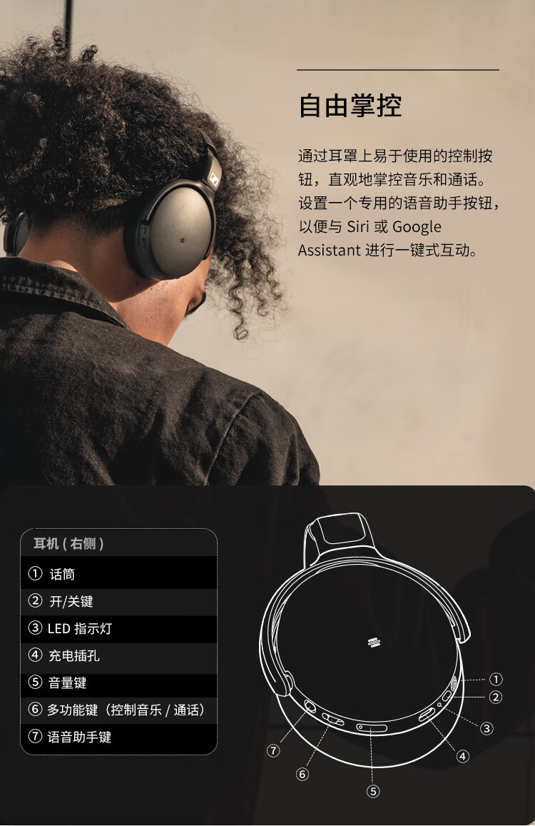 森海塞尔（Sennheiser）包耳头戴式无线蓝牙耳机 30小时蓝牙续航 HD 350BT 黑色