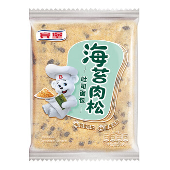 宾堡 营养早晨食品办公室休闲零食下午茶海苔肉松吐司面包90g*6