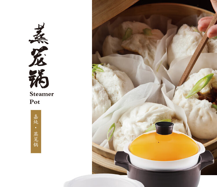 嘉炖 瓷煲蒸笼锅耐高温干烧JDZL45 容量4.5L