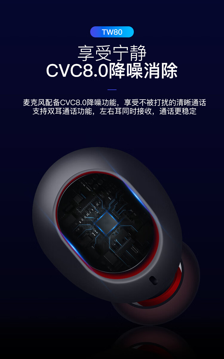 联想（Lenovo）Thinkplus TrackPods 真无线蓝牙耳机 防水运动超长待机续航 降噪小型商务 暗黑色 TW80E