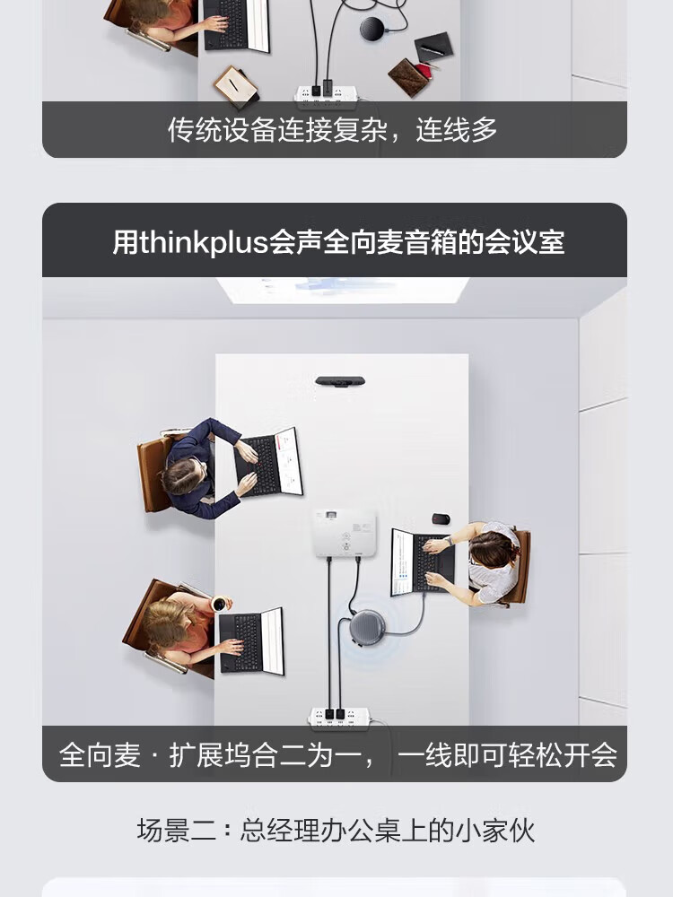 联想（Lenovo）Thinkplus 会议全向麦 商务版 迷你便携 4XD1C69158