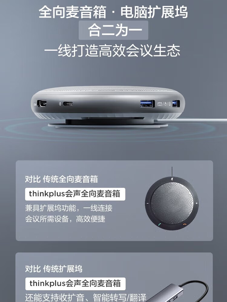 联想（Lenovo）Thinkplus 会议全向麦 商务版 迷你便携 4XD1C69158
