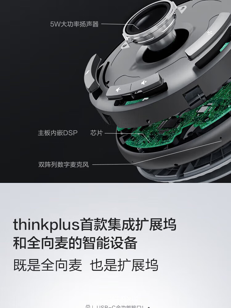 联想（Lenovo）Thinkplus 会议全向麦 商务版 迷你便携 4XD1C69158