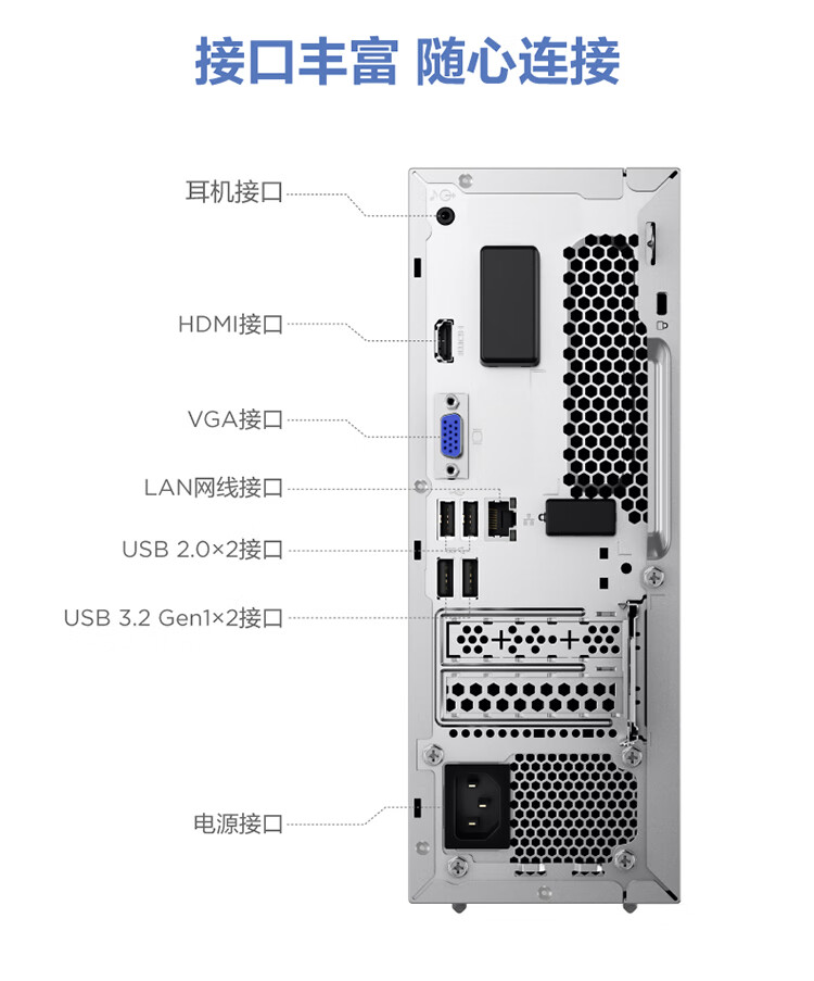 联想（Lenovo）商用办公家用电脑天逸510S-07IRB i5-13400 16G 1TSS/W11 集成银色180W +23英寸