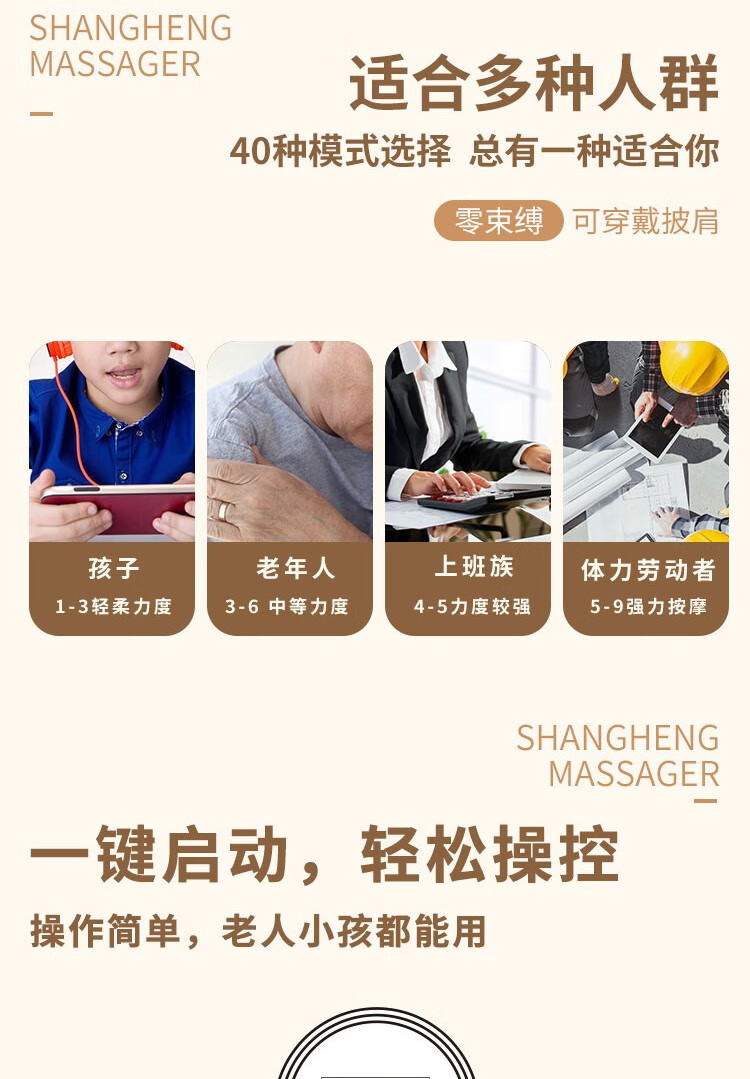 上亨（shangheng）按摩披肩捶打颈椎按摩器肩颈部脖子背部腰部按摩仪多功能电动揉捏解放双手 SHZH-14按摩器