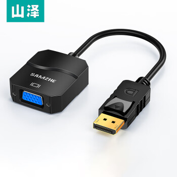 山泽(SAMZHE)  Mini DP转VGA转换器线 高清雷电转接头适配器 适用微软苹果笔记本连接显示器 黑MPG01