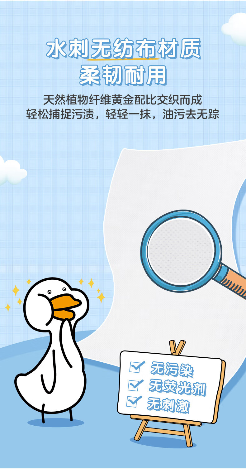 心相印抽取式懒人抹布30抽*4包 轻松去污可水洗厨房用纸无纺布