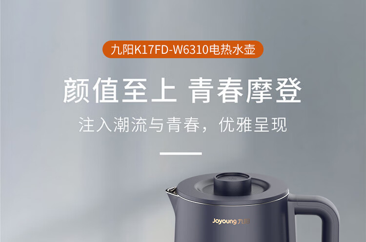 九阳（Joyoung）开水煲烧水壶电水壶 1.7L无缝内胆双层锁温防烫家用电热水壶 K17FD-W6310