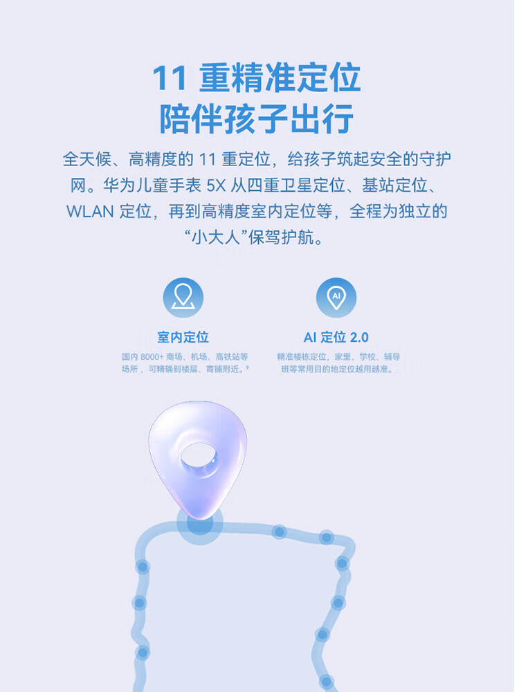 华为（HUAWEI）儿童手表 5X 智能手表 电话手表 离线定位 高清双摄 摇摇手加好友 防水等级IPX8 星云粉
