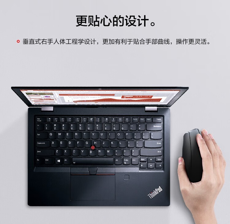 联想（Lenovo）Think 无线鼠标 笔记本电脑办公鼠标 人体工学垂直无线鼠标 黑色 36003450
