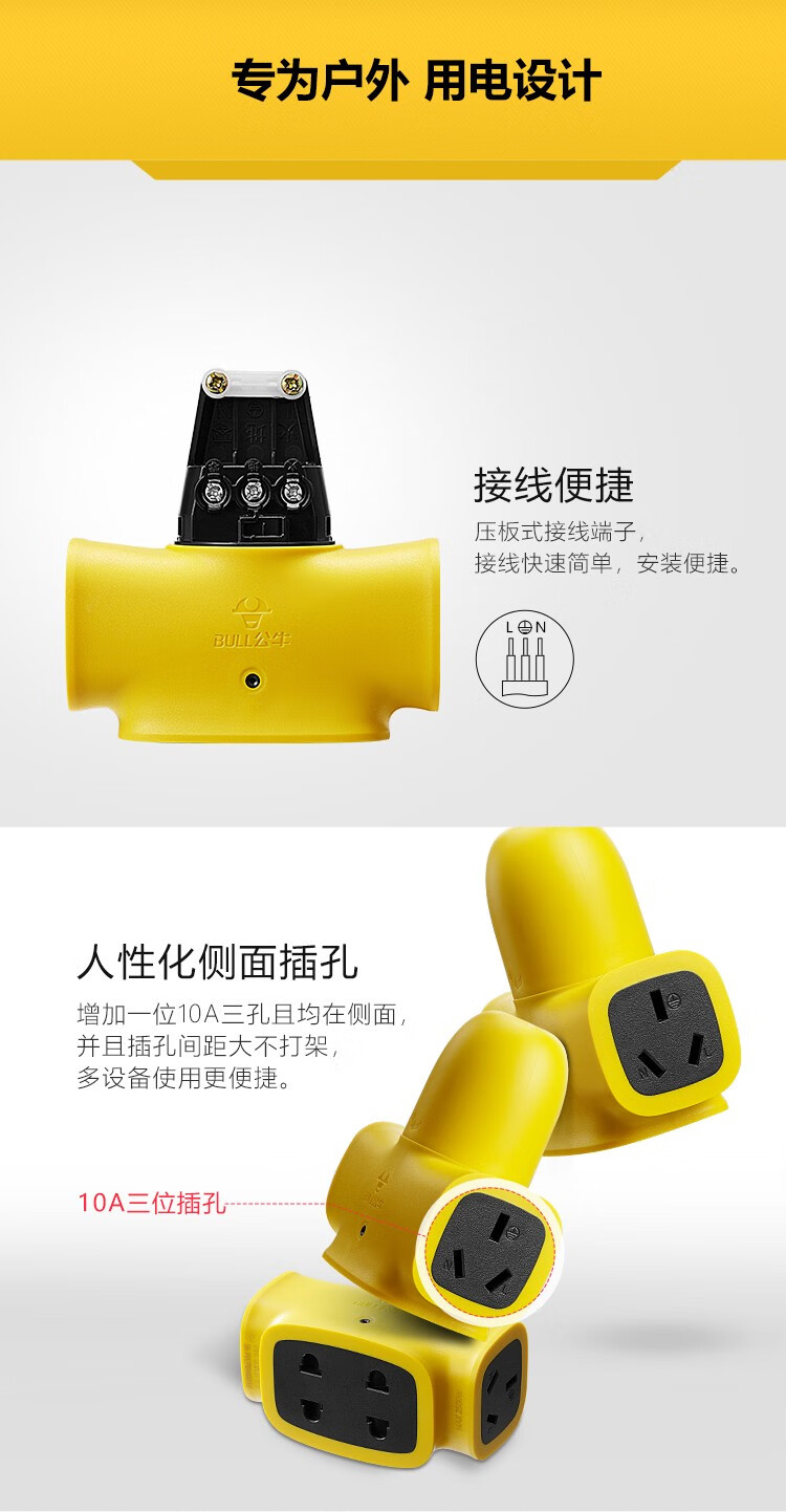 公牛（BULL）插头/电源插头插座/无线/自行接线 GNT-10L1S二脚10A插头(独立包装)
