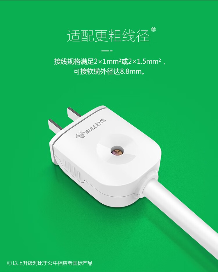 公牛（BULL）插头/电源插头插座/无线/自行接线 GNT-10L1S二脚10A插头(独立包装)