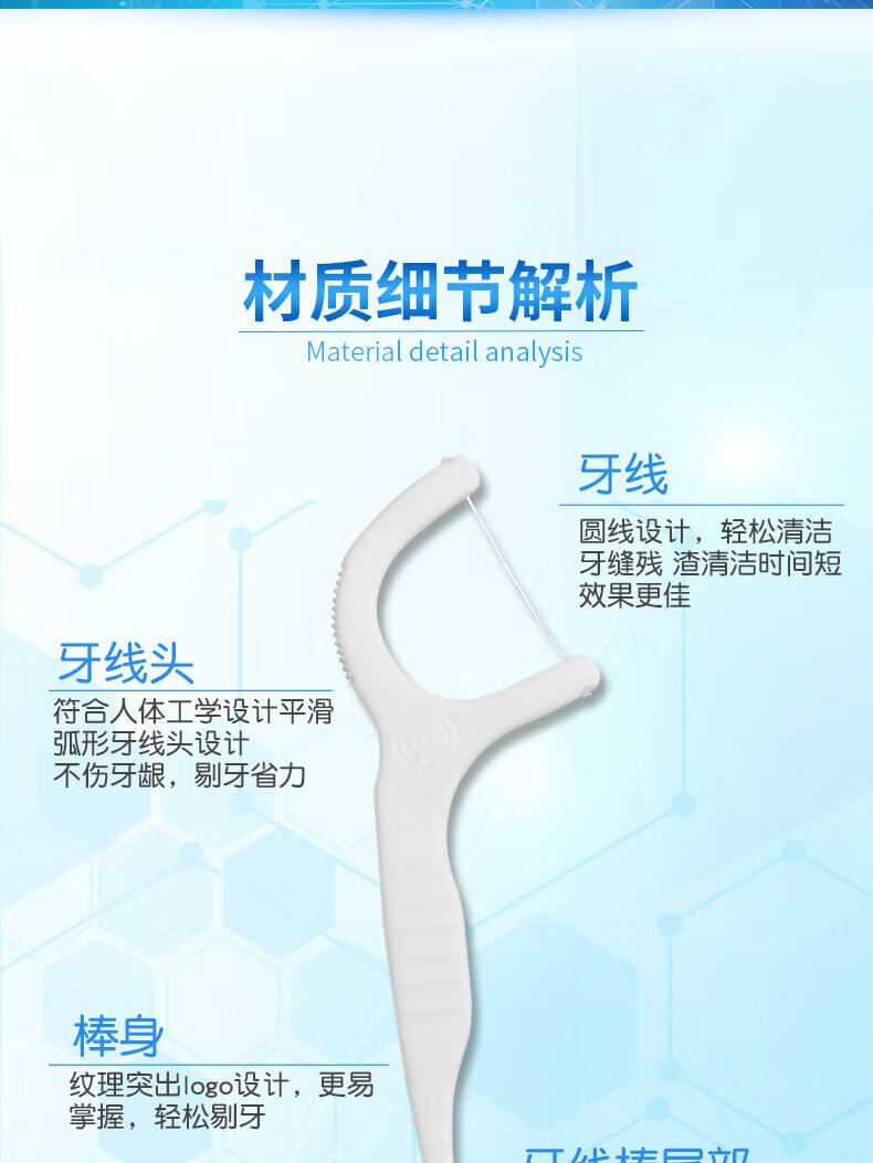 牙博士 深入齿缝清洁加配疗超高拉力护理牙线棒100支/袋