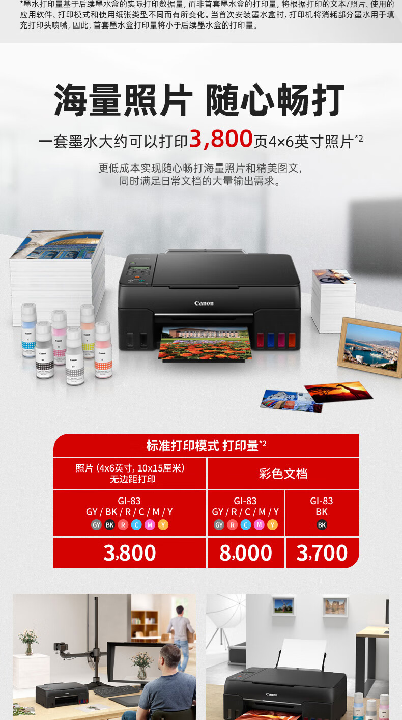 佳能（Canon）G680 6色加墨式照片一体机（打印/复印/扫描 WiFi/微信远程打印 低成本大印量照片打印 家用）