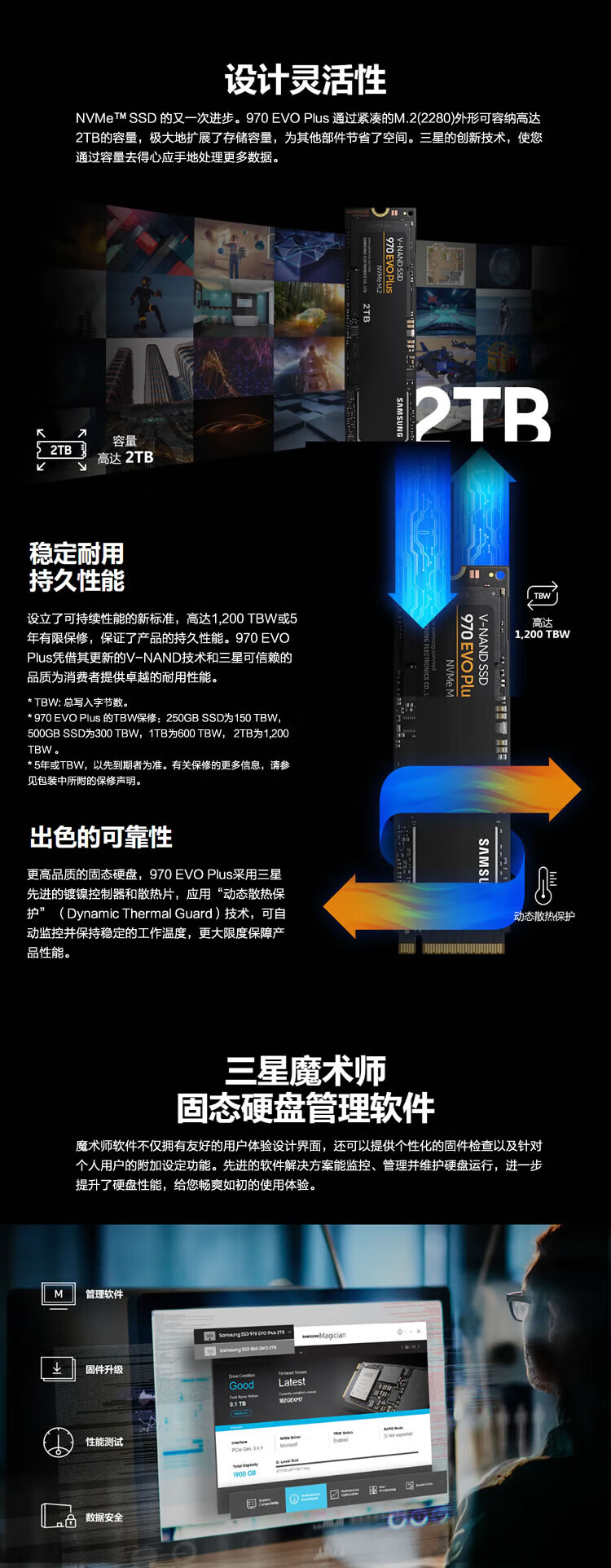 三星 SAMSUNG SSD固态硬盘 M.2接口(NVMe协议) 970 EVO PLUS? 2TB（MZ-V7S2T0B）