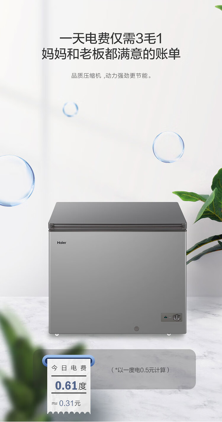 海尔（Haier）卧式252升冷柜 一级能效减霜80%冷藏冷冻 家商两用大冷冻柜 BC/BD-252HM