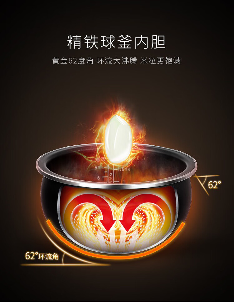苏泊尔（SUPOR）电饭煲球釜内胆饭煲4L大容量预约功能IH电磁加热全屏触控SF40HC32-120一键操作