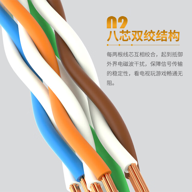 SAMZHE山泽 七类网线 工程CAT7类八芯双绞纯铜镀金双屏蔽高速万兆网络跳线七类万兆圆线-蓝色50米 CAT-750L/