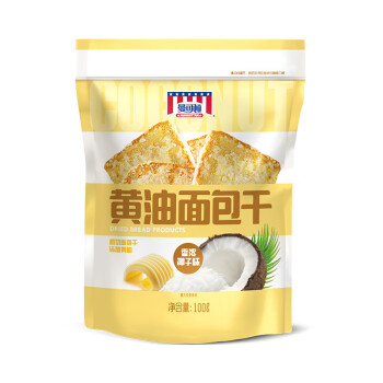 曼可顿 甜品点心早餐面包休闲食品办公室糕点员工福利 曼可顿黄油面包干椰子味100g*6个